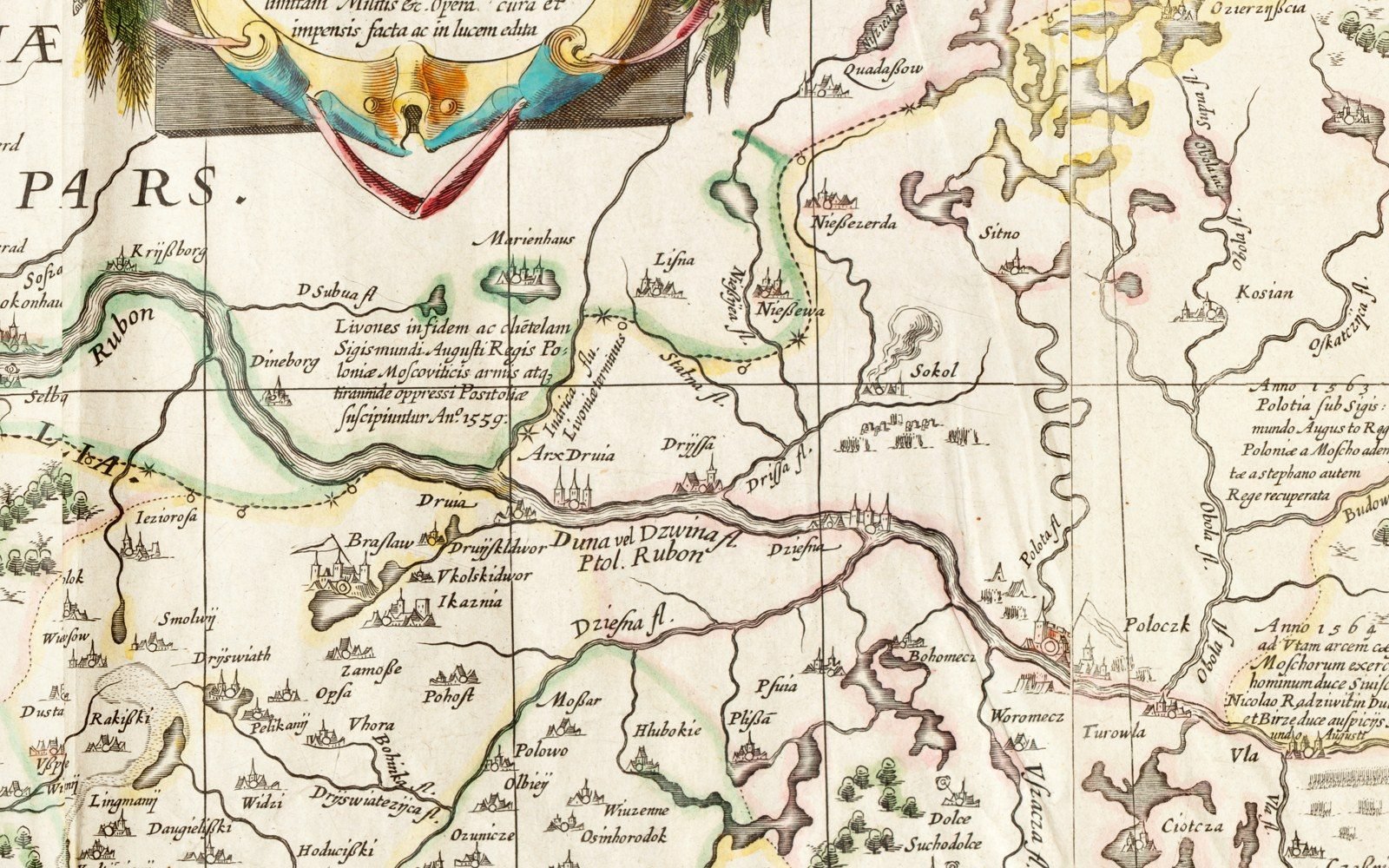 Gamla kartor ur allmän egendom i rapporterna: Polotsk på kartan från 1613.