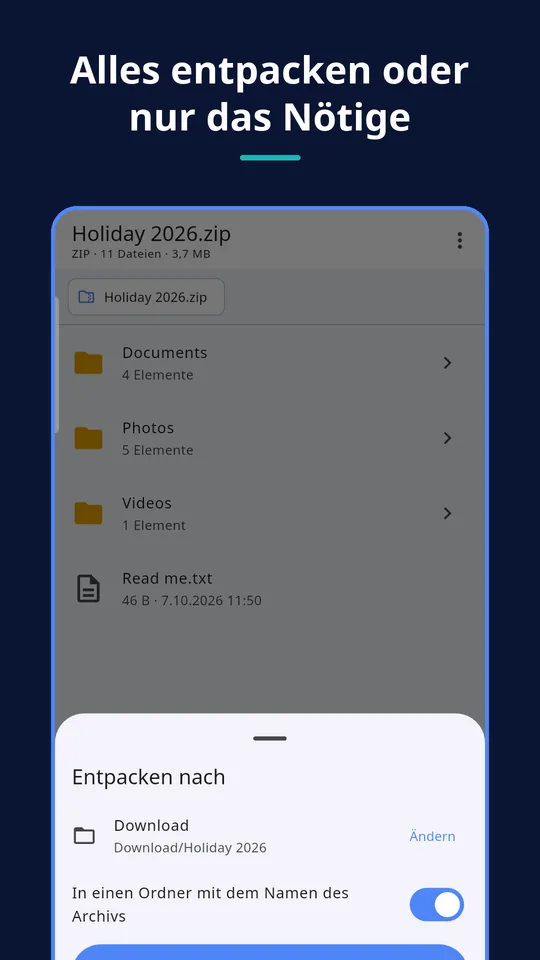 UZYTAK Archive — Alles entpacken oder nur das Nötige