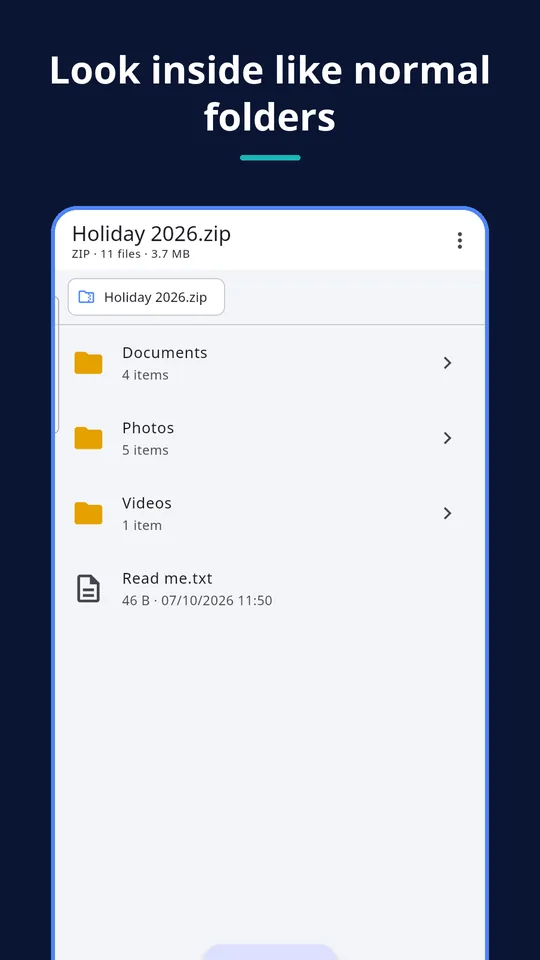 UZYTAK Archive — Look inside like normal folders