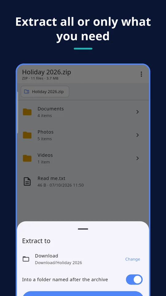 UZYTAK Archive — Extract all or only what you need
