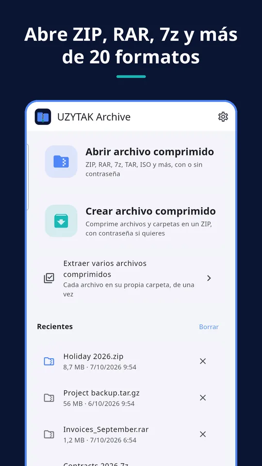 UZYTAK Archive — Abre ZIP, RAR, 7z y más de 20 formatos