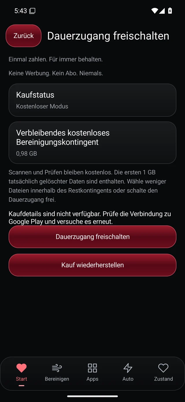UZYTAK Cleaner · Lifetime · Deutsch