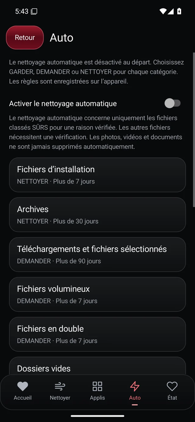 UZYTAK Cleaner · Nettoyage automatique · Français