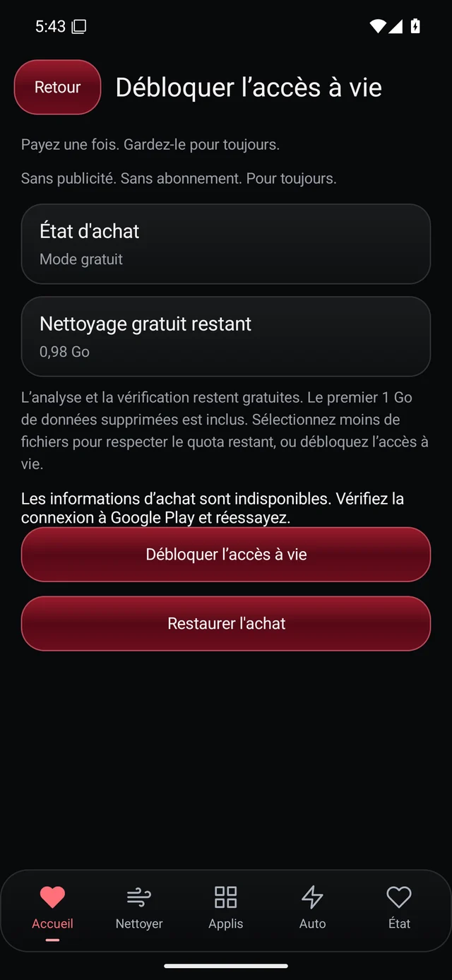 UZYTAK Cleaner · Lifetime · Français