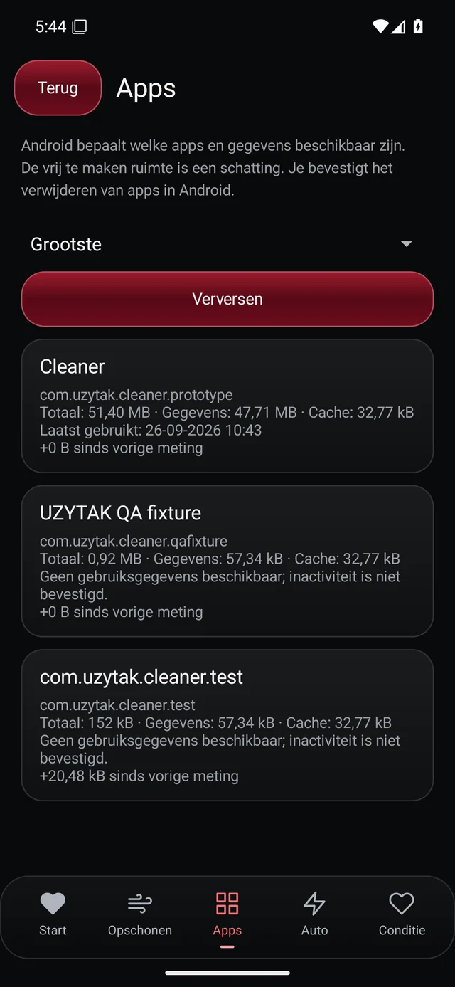 UZYTAK Cleaner · Apps · Nederlands