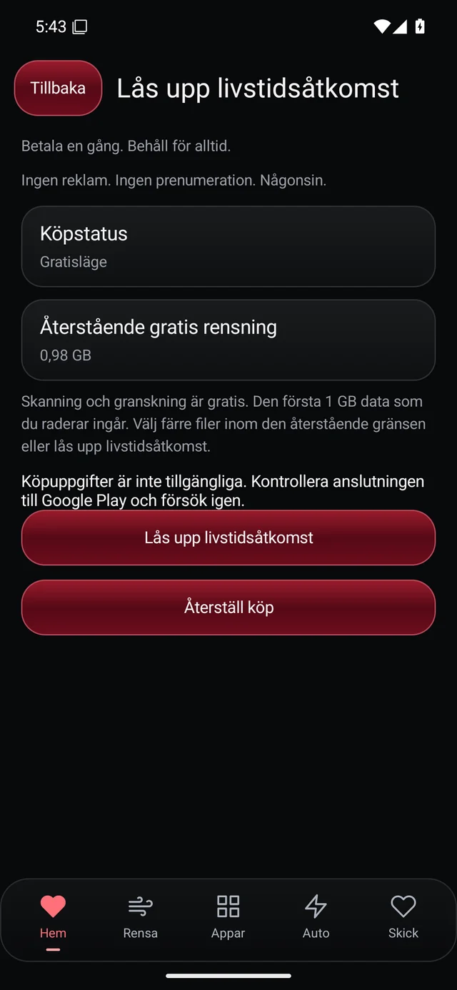 UZYTAK Cleaner · Lifetime · Svenska