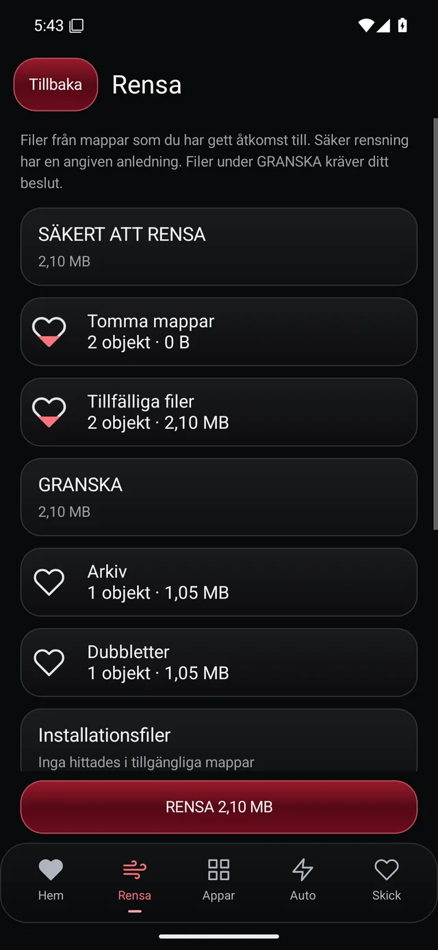 UZYTAK Cleaner · SÄKERT / GRANSKA · Svenska