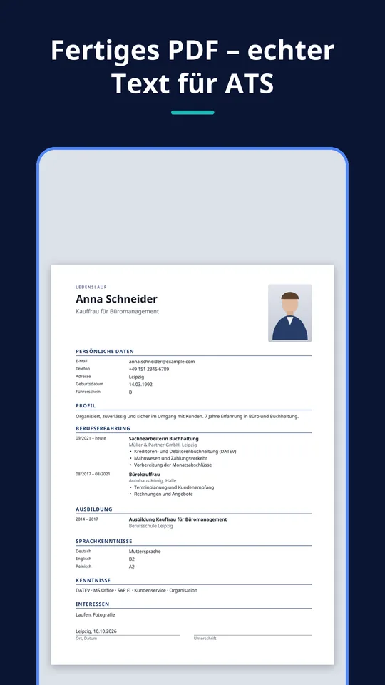 UZYTAK CV — Lebenslauf als PDF