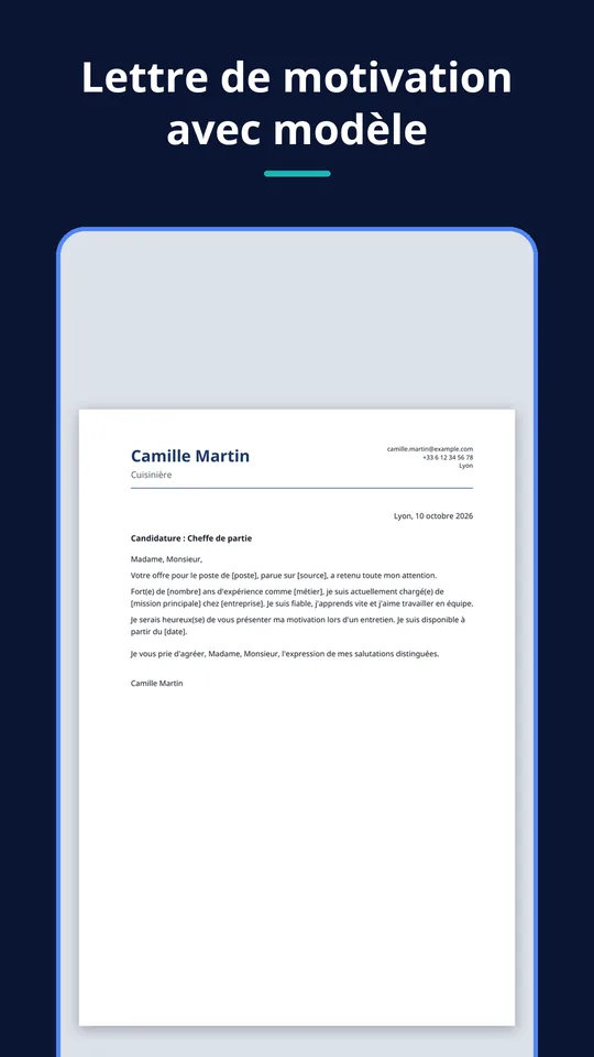 UZYTAK CV — Lettre de motivation