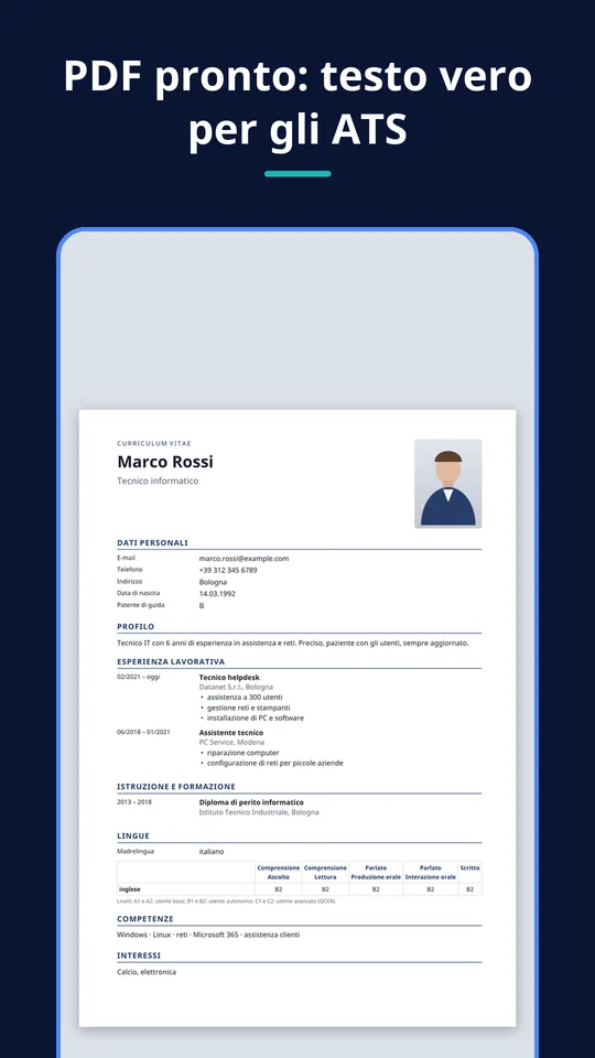 UZYTAK CV — Il CV in PDF
