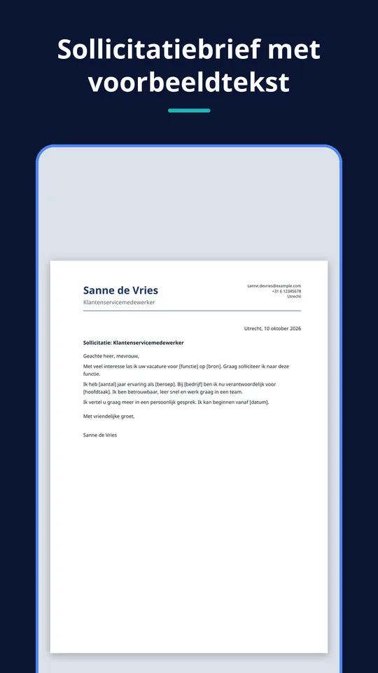 UZYTAK CV — Sollicitatiebrief