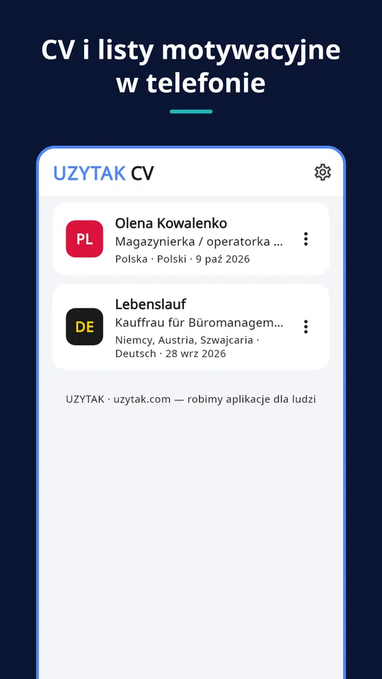 UZYTAK CV — Twoje CV