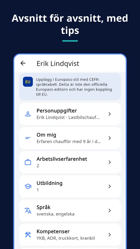 UZYTAK CV — Avsnitt