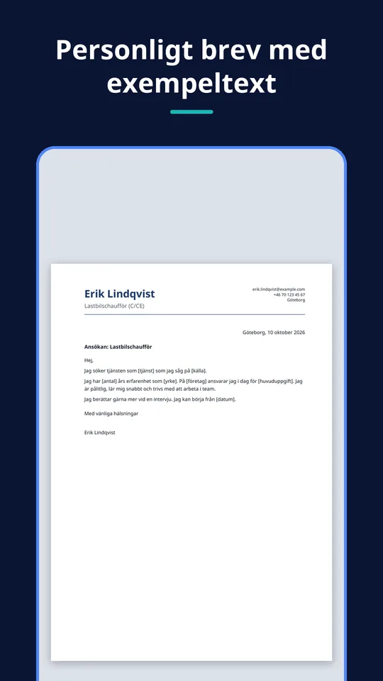 UZYTAK CV — Personligt brev