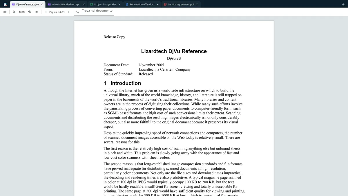 UZYTAK Docs — Libro DjVu scansionato con ricerca