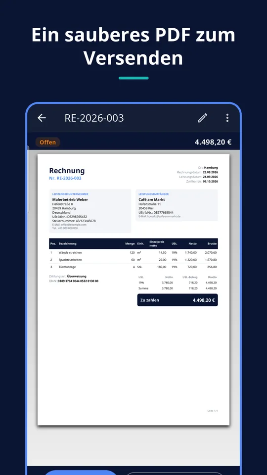 UZYTAK Faktura — Rechnung als PDF
