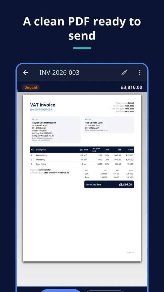 UZYTAK Faktura — Invoice PDF