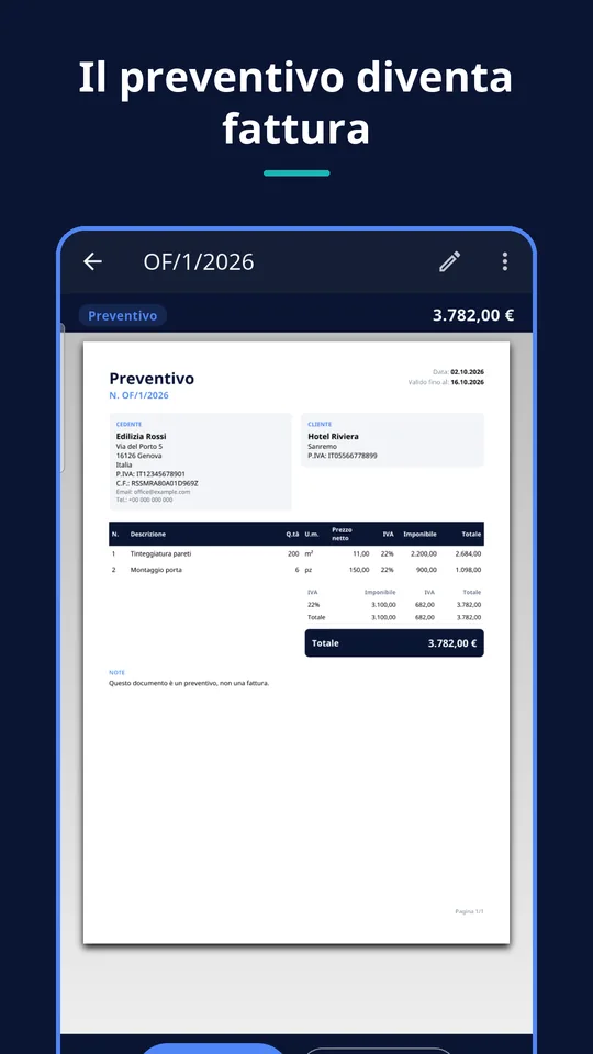 UZYTAK Faktura — Preventivo