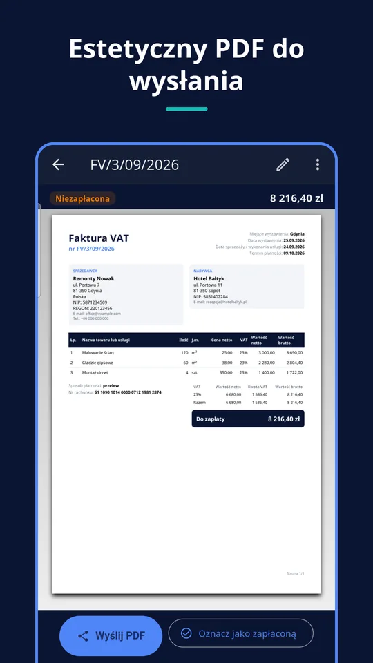 UZYTAK Faktura — Faktura w PDF