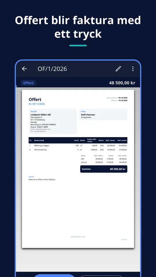 UZYTAK Faktura — Offert