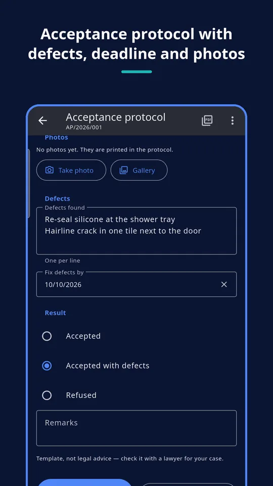 UZYTAK Handover — Acceptance protocol