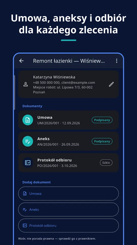 UZYTAK Handover — Zlecenie