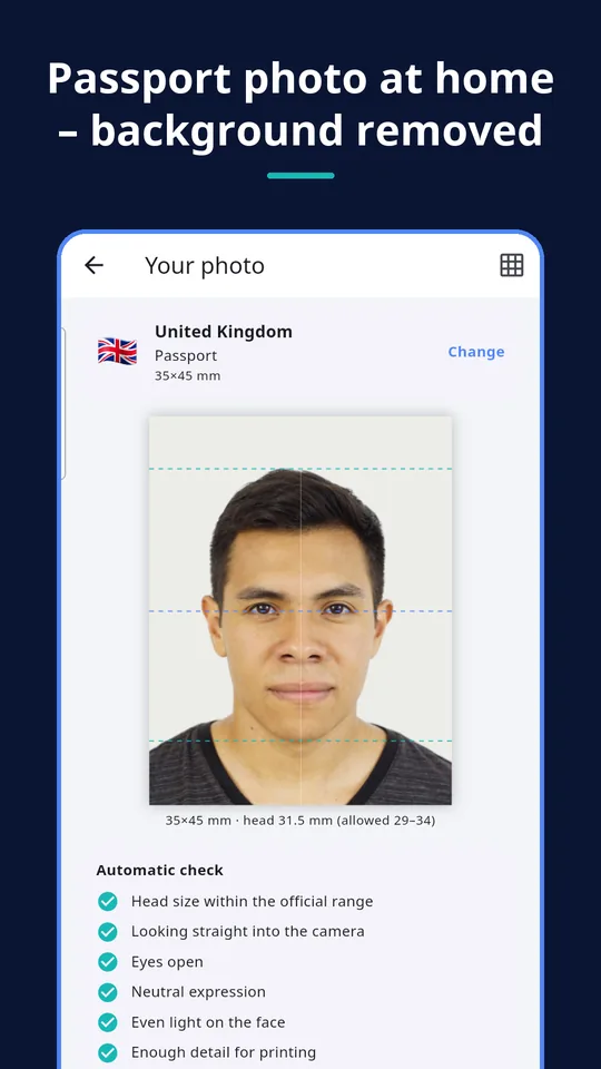 UZYTAK ID Photo — Passport photo at home – background removed