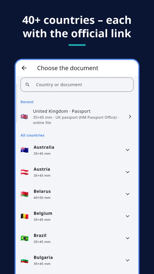 UZYTAK ID Photo — 40+ countries – each with the official link