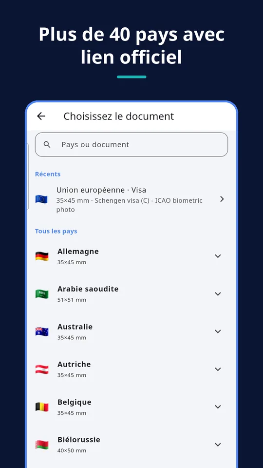 UZYTAK ID Photo — Plus de 40 pays avec lien officiel