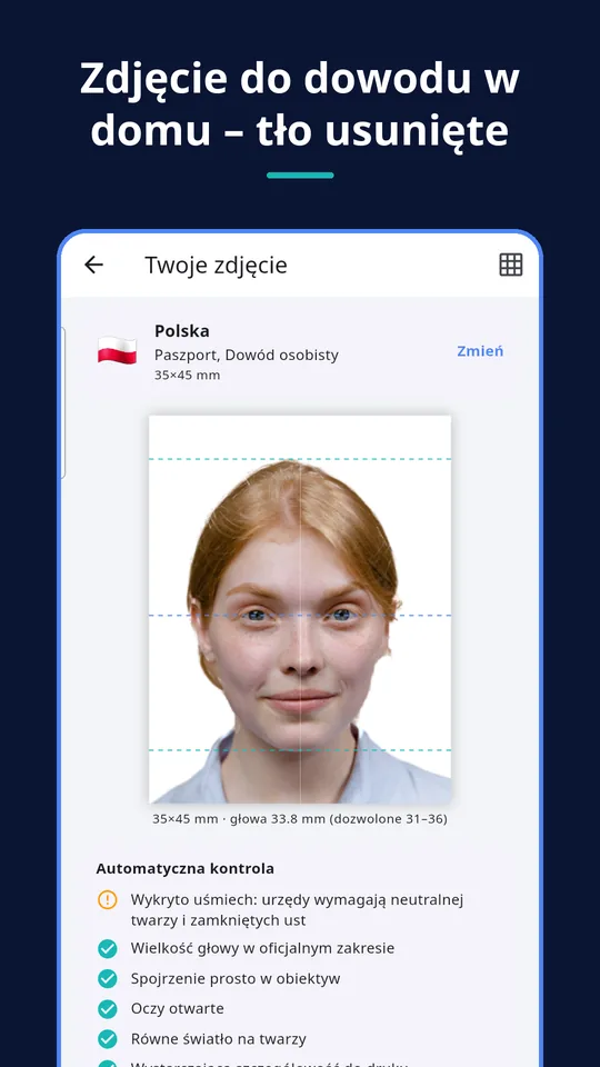 UZYTAK ID Photo — Zdjęcie do dowodu w domu – tło usunięte