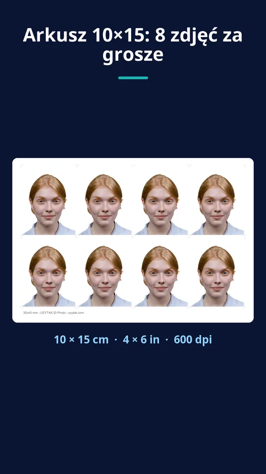 UZYTAK ID Photo — Arkusz 10×15: 8 zdjęć za grosze