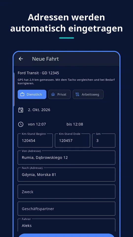 UZYTAK Kilometr — Fahrt