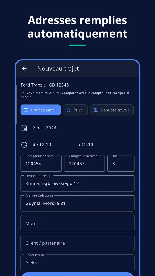 UZYTAK Kilometr — Trajet