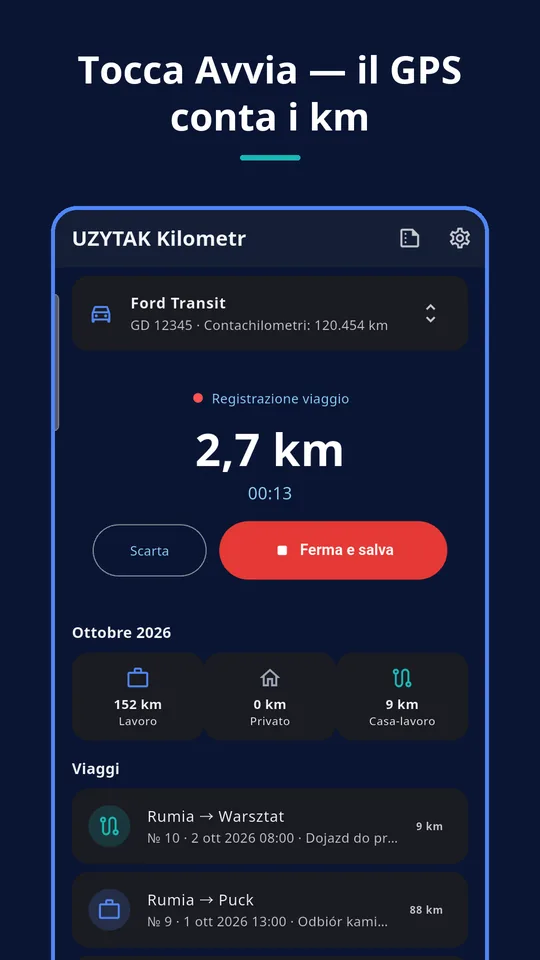 UZYTAK Kilometr — Registrazione