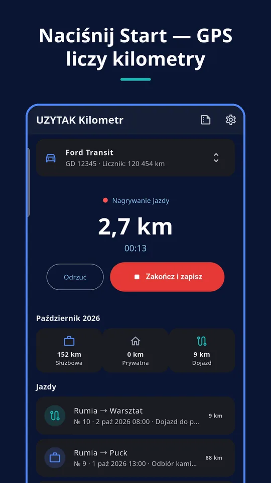 UZYTAK Kilometr — Nagrywanie