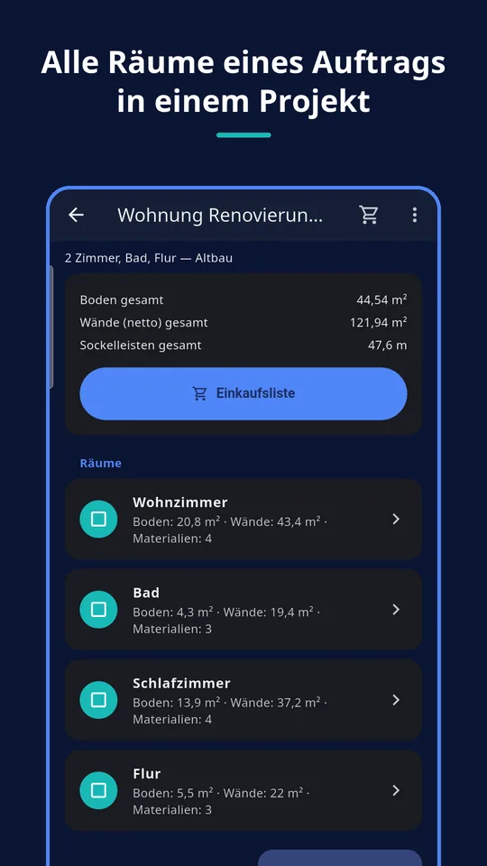 UZYTAK Materials — Projekt mit Räumen