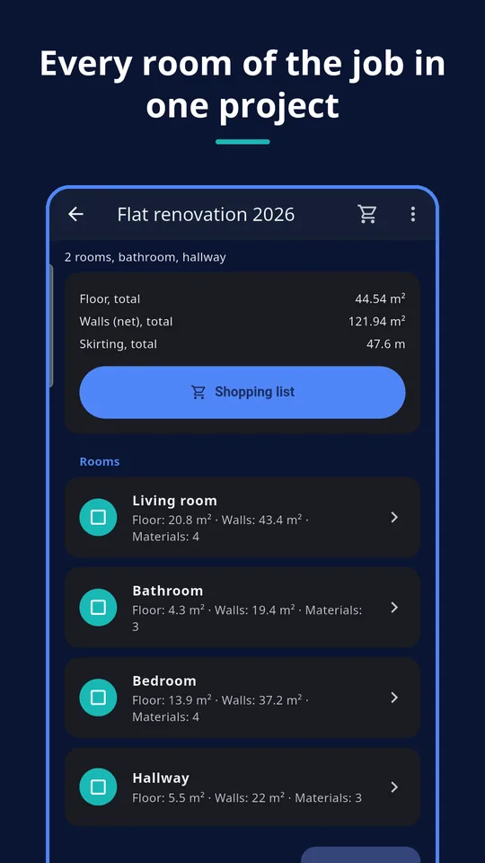 UZYTAK Materials — Project with rooms