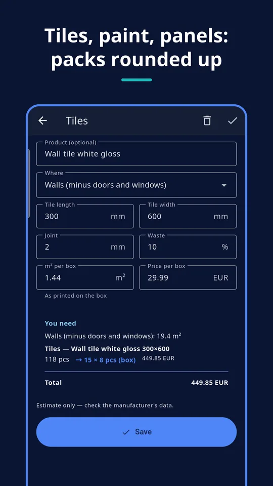UZYTAK Materials — Calculator