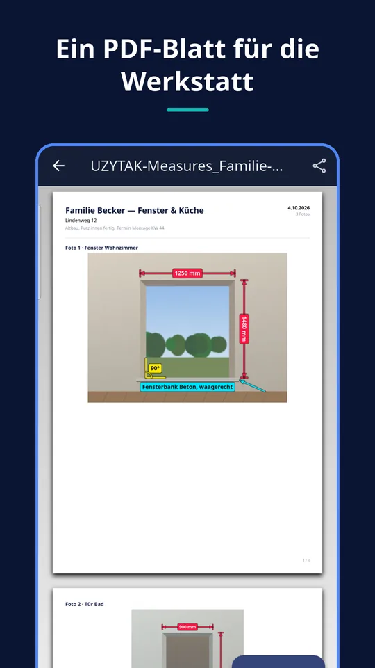 UZYTAK Photo Measures — PDF für die Werkstatt