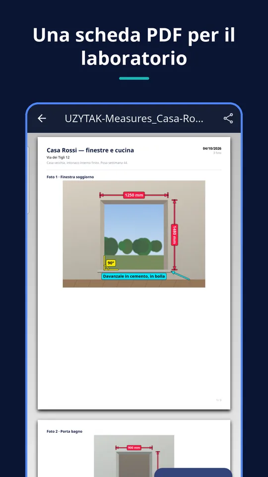 UZYTAK Photo Measures — PDF per il laboratorio