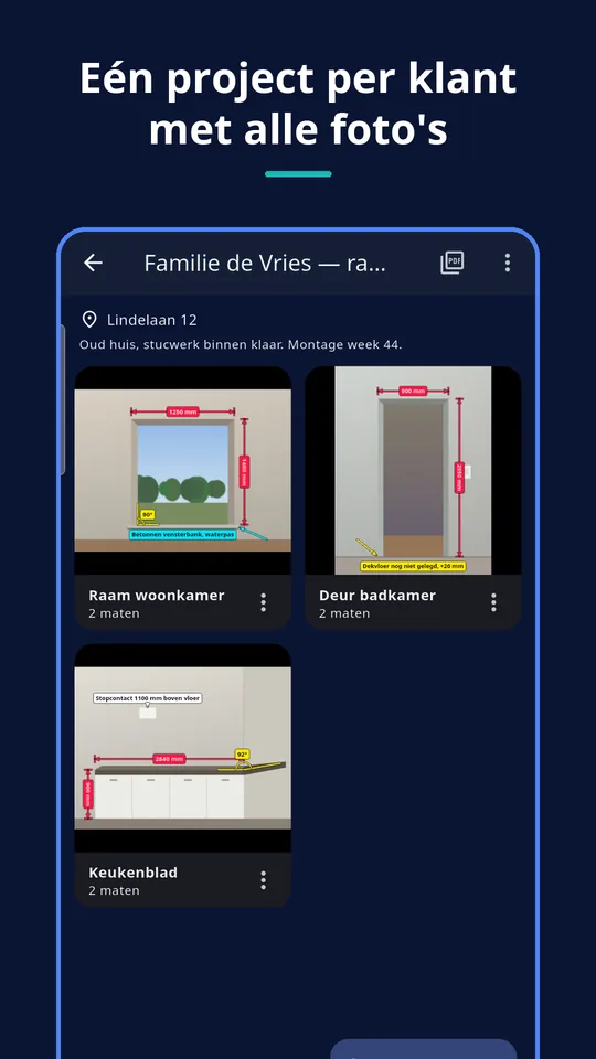 UZYTAK Photo Measures — Eén project per klant