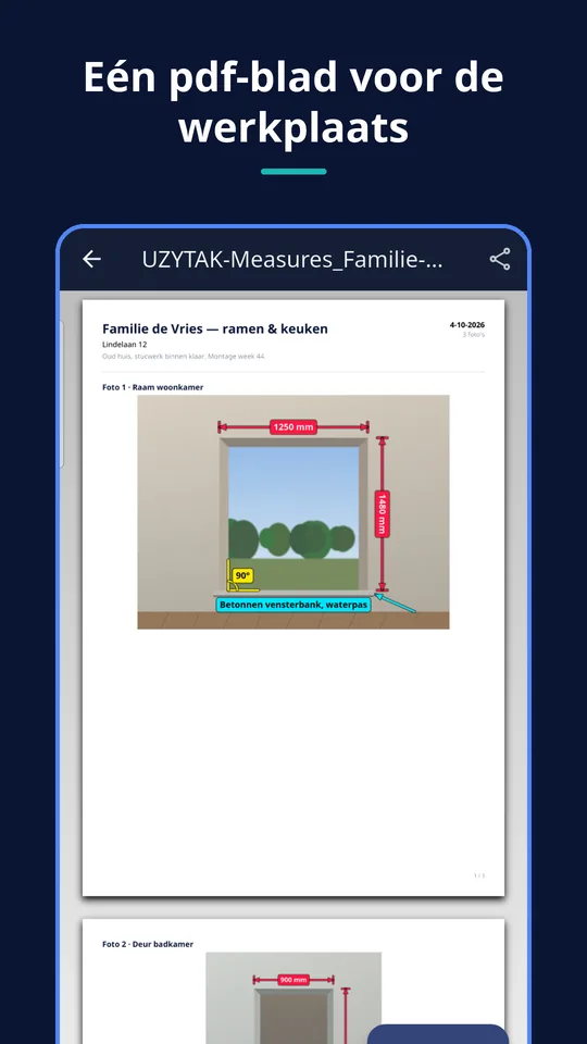 UZYTAK Photo Measures — Pdf voor de werkplaats