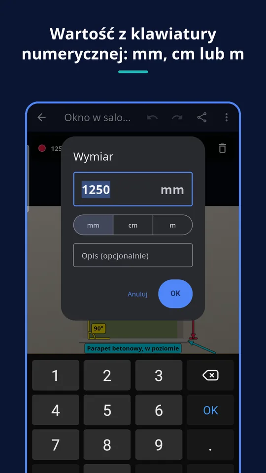 UZYTAK Photo Measures — Wpisz wartość