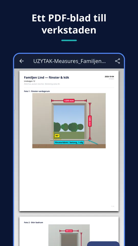 UZYTAK Photo Measures — PDF till verkstaden
