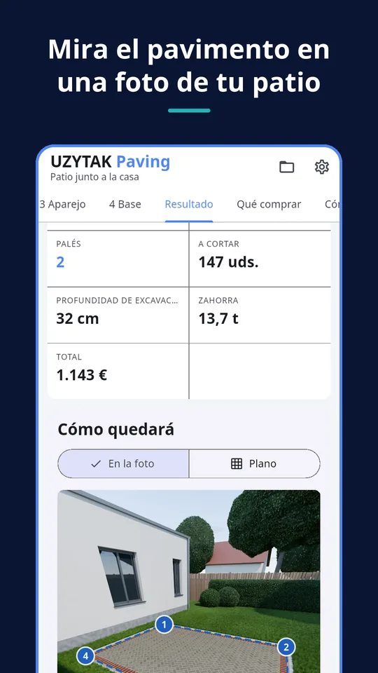 UZYTAK Paving — Mira el pavimento en una foto de tu patio