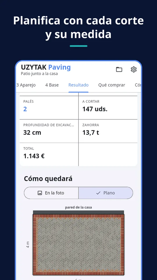 UZYTAK Paving — Planifica con cada corte y su medida
