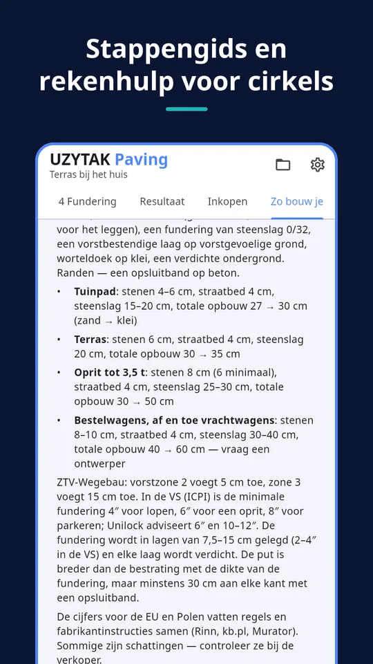 UZYTAK Paving — Stappengids en rekenhulp voor cirkels