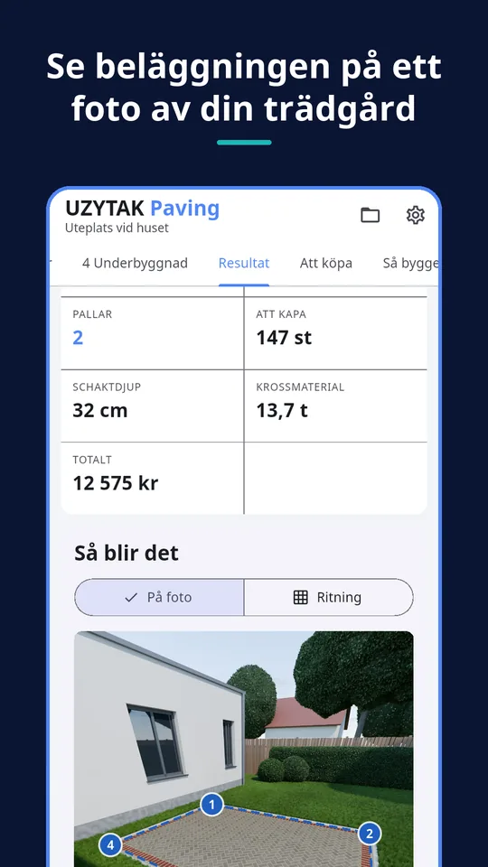 UZYTAK Paving — Se beläggningen på ett foto av din trädgård