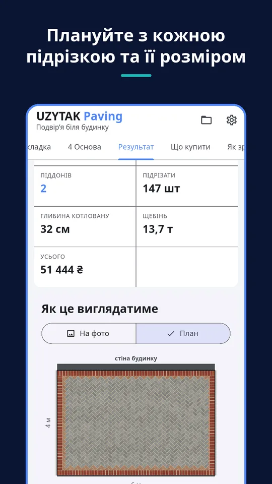 UZYTAK Paving — Плануйте з кожною підрізкою та її розміром