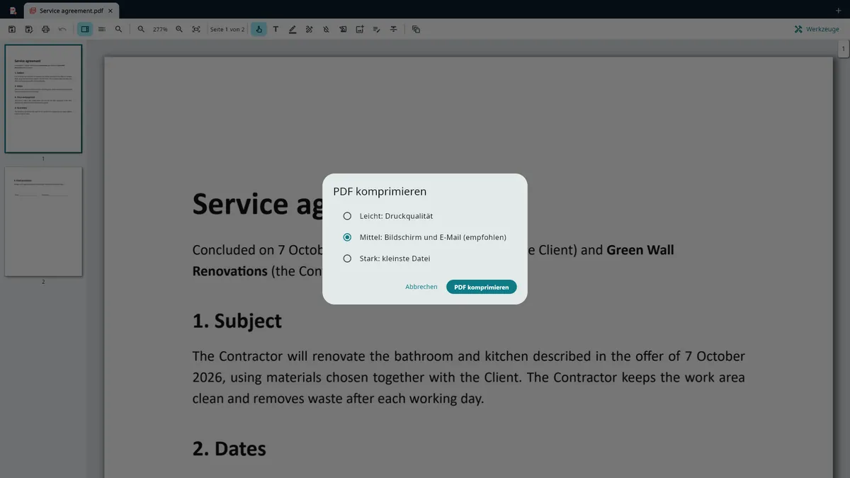 UZYTAK PDF — Ein PDF für E-Mails komprimieren